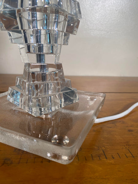 1980s Postmodern Stacked Lucite Table Lamp