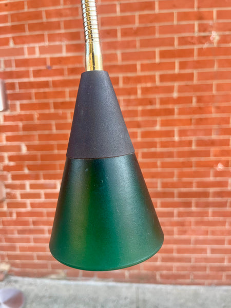 1960s Danish Wall Lamp With Flexible Neck and Green Frosted Glass Shade