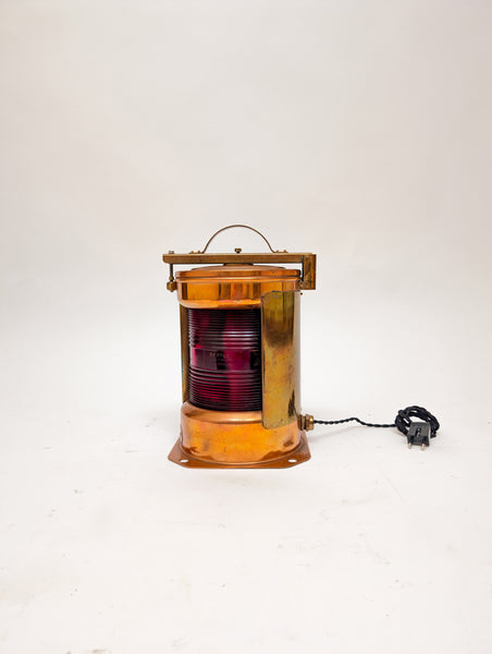 Pair of Port and Starboard Copper Ship's Navigational Lights, Midcentury