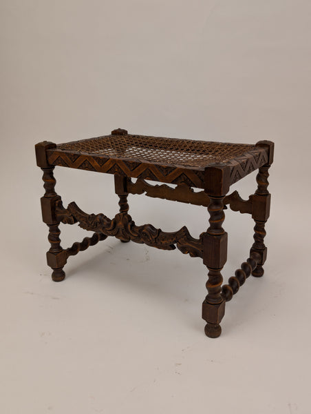 Antique Carved Walnut Stool