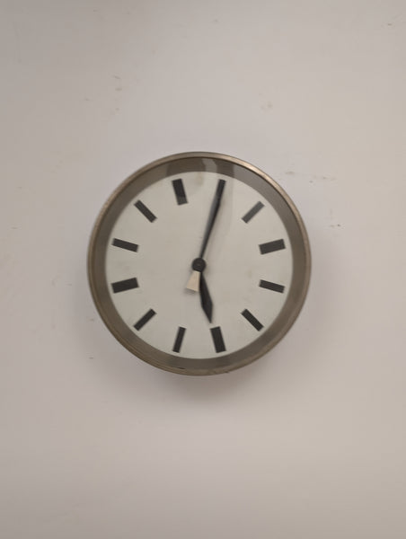 Large Black Industrial Factory Wall Clock, 1950s