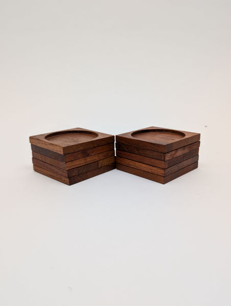 1960s Mid-Century Danish Modern Teak Coaster Set of 5