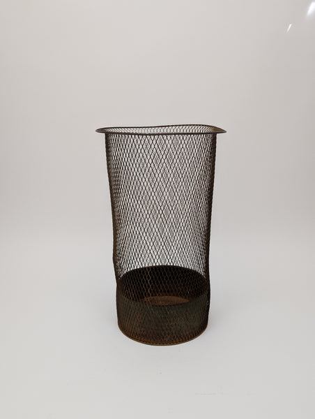 French Tole Split Wire Early 20th Century Trash Can With Liner