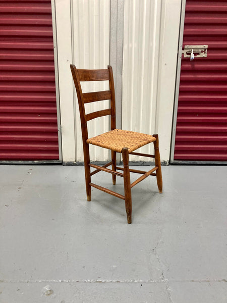 Antique Danish Rustic Shaker Style Woven Seat Chair