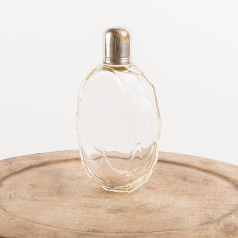 Glass flask, vintage 20s hip flask, art deco glass hip flask