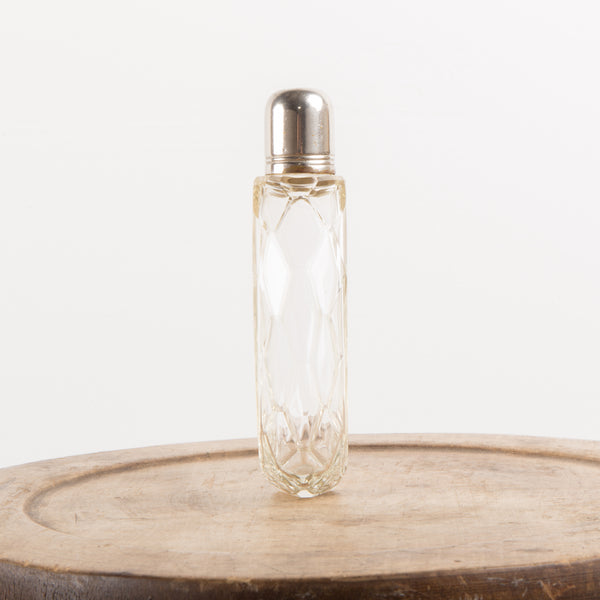 Glass flask, vintage 20s hip flask, art deco glass hip flask