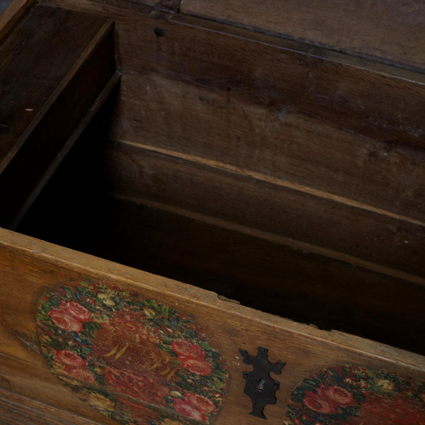 Original Painted Dowry Chest Trunk Dated 1700s